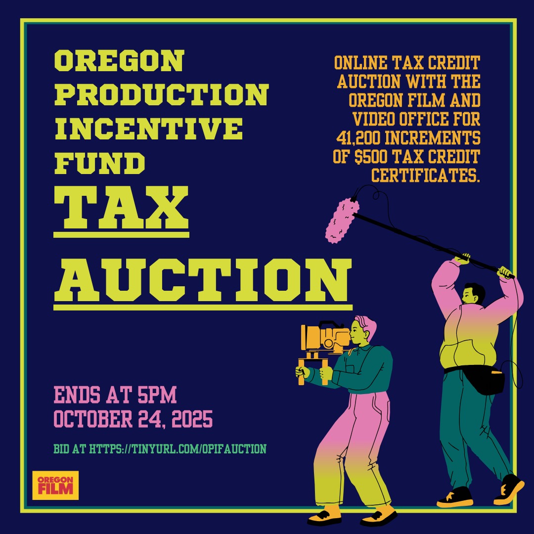 🚨 One day left! 🚨
The annual Oregon Production Investment Fund (OPIF) tax-credit auction is closing tomorrow — Friday, October 24, 2025, at 5 p.m. PDT. 
🎬 Don’t miss your chance to:
- Bid online via the Oregon Department of Revenue’s auction site. 
- Visit and place your bid before the clock runs out.
📩 Need help? Contact DOR at: tax.creditauction@dor.oregon.gov
 
📝 After the auction closes, remember: you’ll need to submit a separate “Tax Credit Auction Form” (Form TCA) and payment by 5 p.m. Friday, October 31, 2025 to complete your bid if you win. 
Act now — this is your last full-day window!
Link to the tax website and necessary forms in our bio!